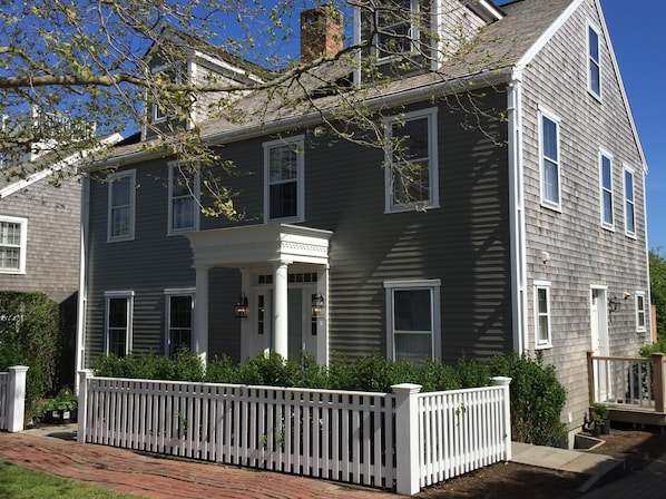 The front of our home on one of the most picturesque streets in all of Nantucket