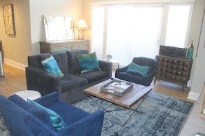 Living area with new hardwood floors
