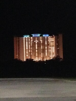 Aqua lit up at night