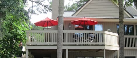 large, sunny deck on two sides