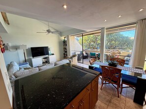 Large kitchen island and fully stocked kitchen! Everything you need. 