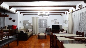 Our main sitting area along with the bif dining table on the right
