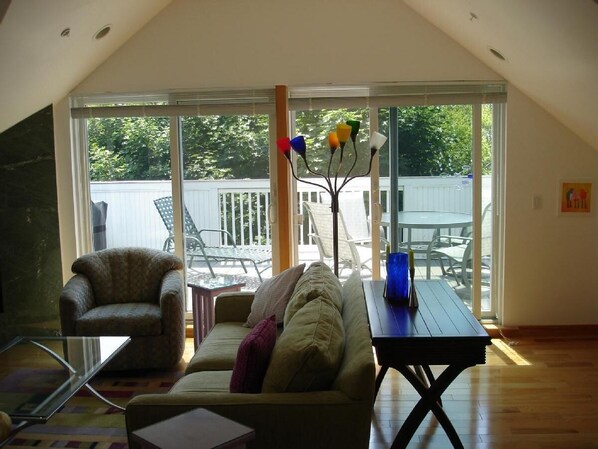 View from living room to deck
