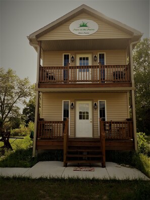 Peace n the Prairie Too, our two-story tiny house, opened in July 2018.