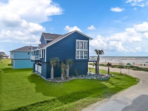 A side view of the beachfront house