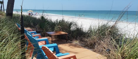 Our new garden patio, private for beach watching and relaxing in shade