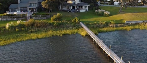 Drone picture of the waterway behind our home.