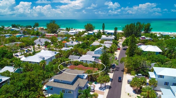 200 steps to white sugar sand beaches!  This picture is of both units.