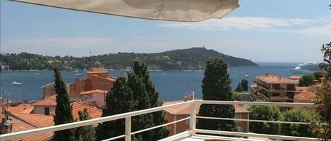 View from terrace of Villefranche Bay against the backdrop of Cap Ferrat