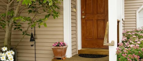 Front door entrance to house from woods side of property.