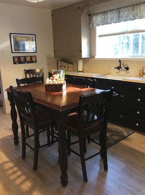 Pub table (six chairs) and countertop areas