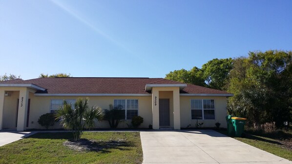 Front entrance way with private parking space