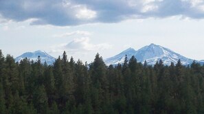 View of the Three Sisters mountains from the end of our road.