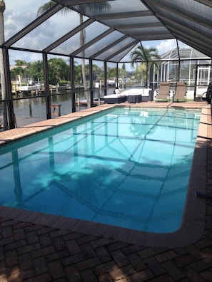 Extra large heated pool and sun deck - professionally maintained