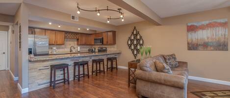 Spacious Living Room and Kitchen Area