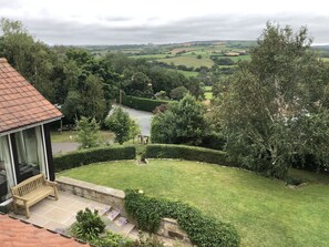 View of the garden overlooking the moors