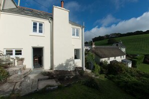 The front door of the cottage
