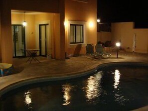 Pool area at night