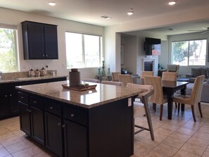 Kitchen - island and dining space.