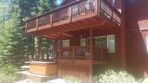 Large deck facing forest.  Private hot tub.  Great views!