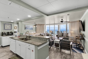 Kitchen and living area