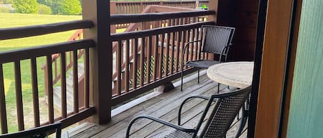 Private patio with view of sunset 