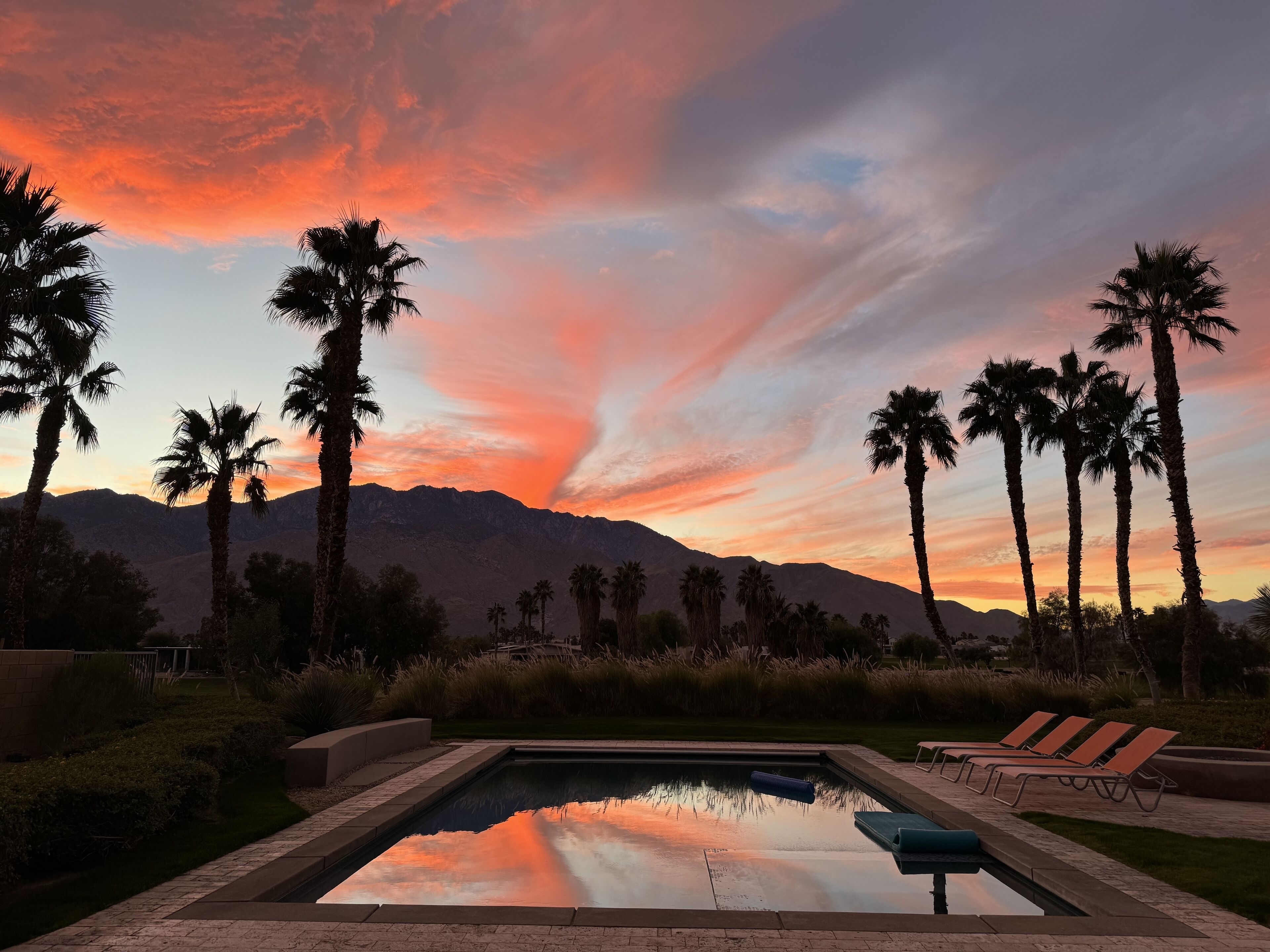 California Bedding set, Cool orange Beach and Palm tree landscape at sunrise with mountain shops at sunset