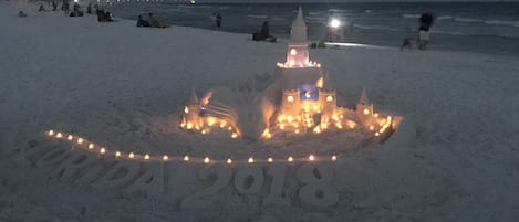 Castle Art on the beach in front of WatersEdge 517! Yes you 