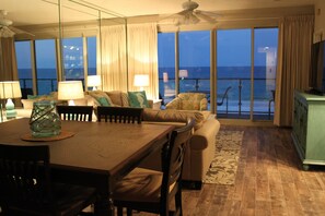 Twilight in the condo after a long day on the beach