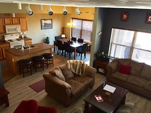 Wide open floor plan with direct access to deck