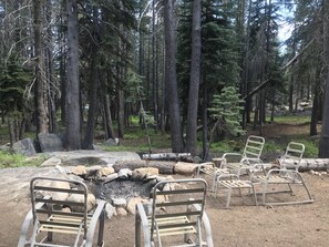 Large rock fire pit ...