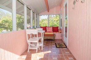 Screened porch w/ bench for a nap