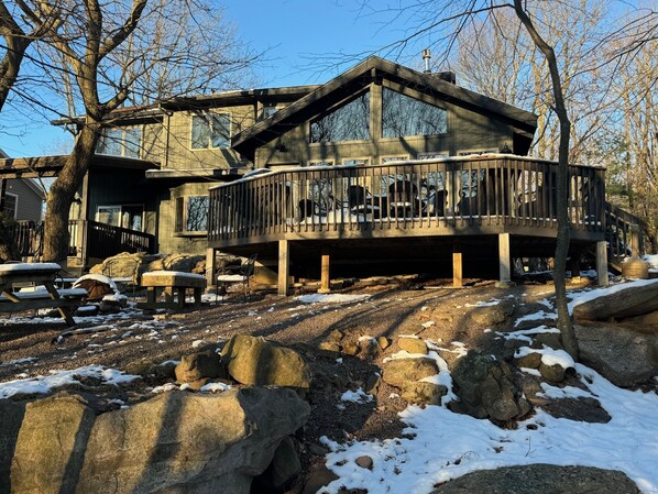 Just completed exterior renovation!  Rear view of mt.  Slopes are 5 min away.  
