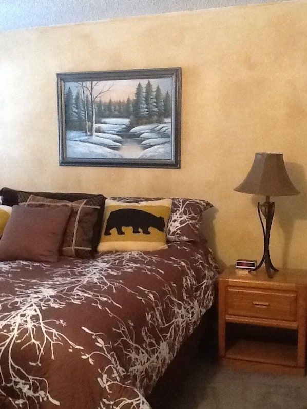 Bedroom--King size bed