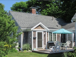 The deck is sunny and shady at different times of the day
