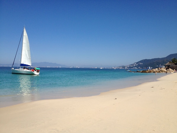 On the beach at the Las Penas waterfront 