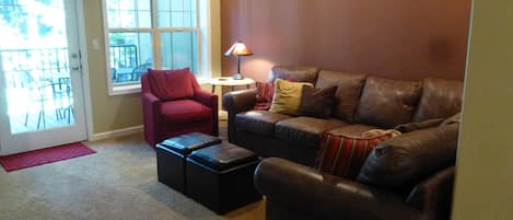 Living room with forest view