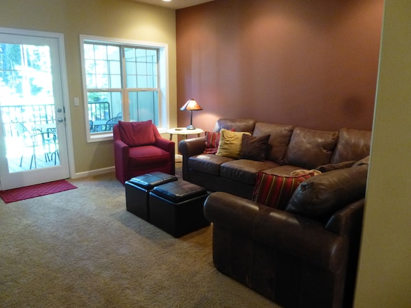 Living room with forest view