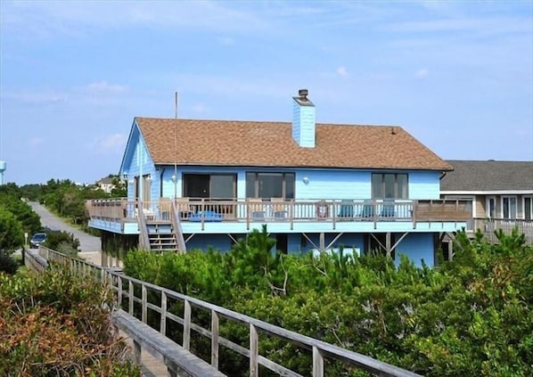 Exterior view of house, from ocean