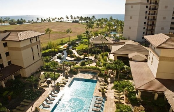 World Class Oceanfront Ko Olina Beach Villa Resort view from 7th floor lanai