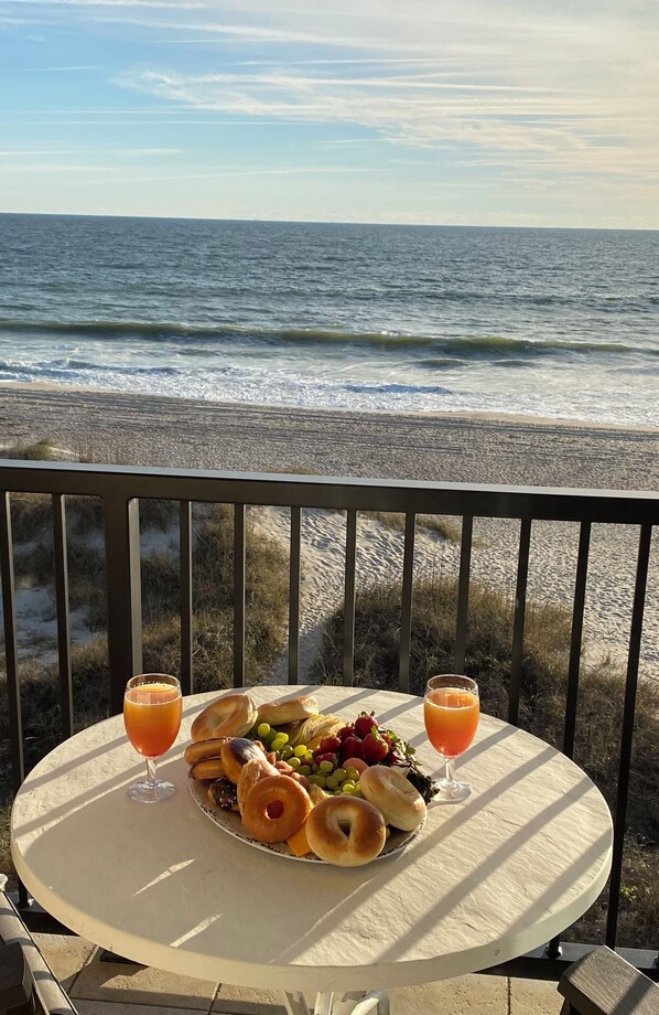 Breakfast ideas on the balcony to relax & enjoy the view & sounds of the ocean