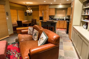 Gourmet kitchen and dining area