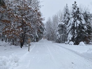 Groomed trail next to property winter 2022