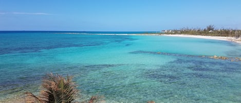 Turquoise blue water view from the balcony