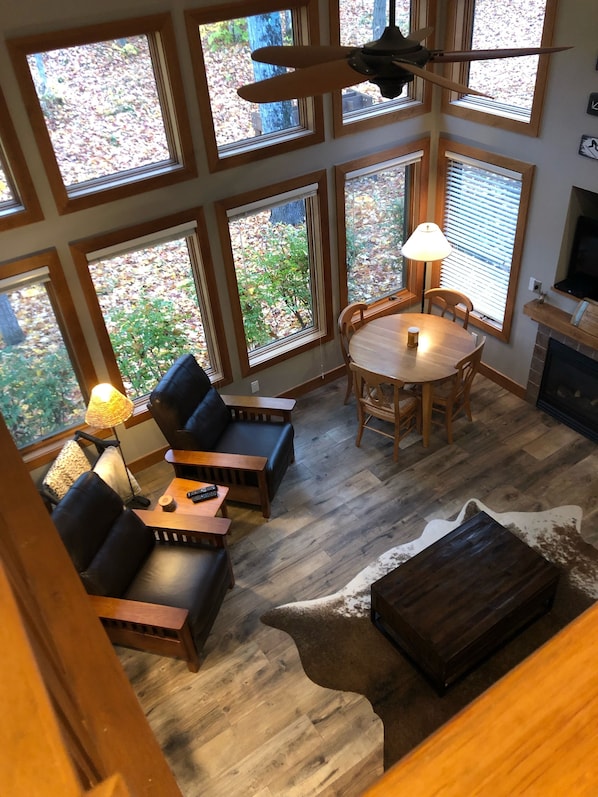 New furniture and tile floors - view from the loft bedroom