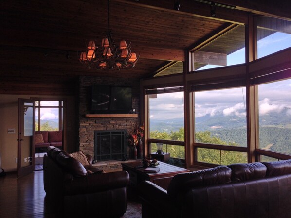 Great room with two full size sofas and 50' TV. All with mtn views into TN & VA