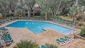 Private,largest complex pool in Sea Pines and steps away from villa.WiFi, too.