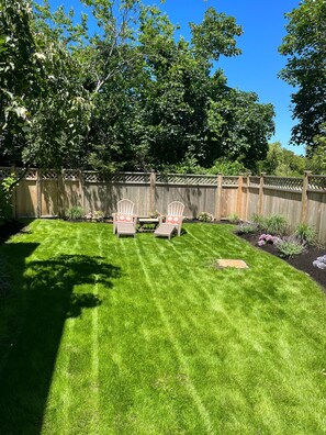 Private yard and garden abutting conservation land 