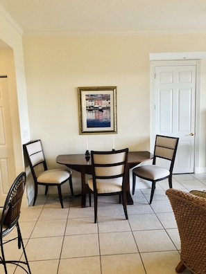Folding dining room table. It seats 4 people.