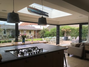 Kitchen, dining, seating and outside